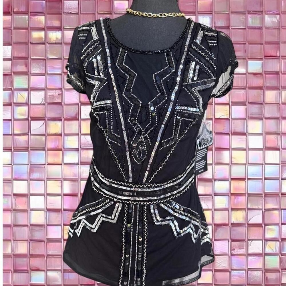 Angie black silver beaded